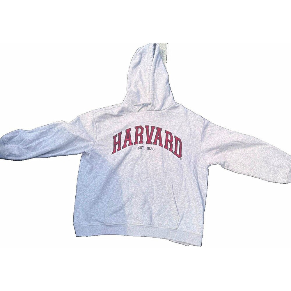 Harvard University Hoodie Adult Large Gray Spell Out Pullover Sweatshirt H&M